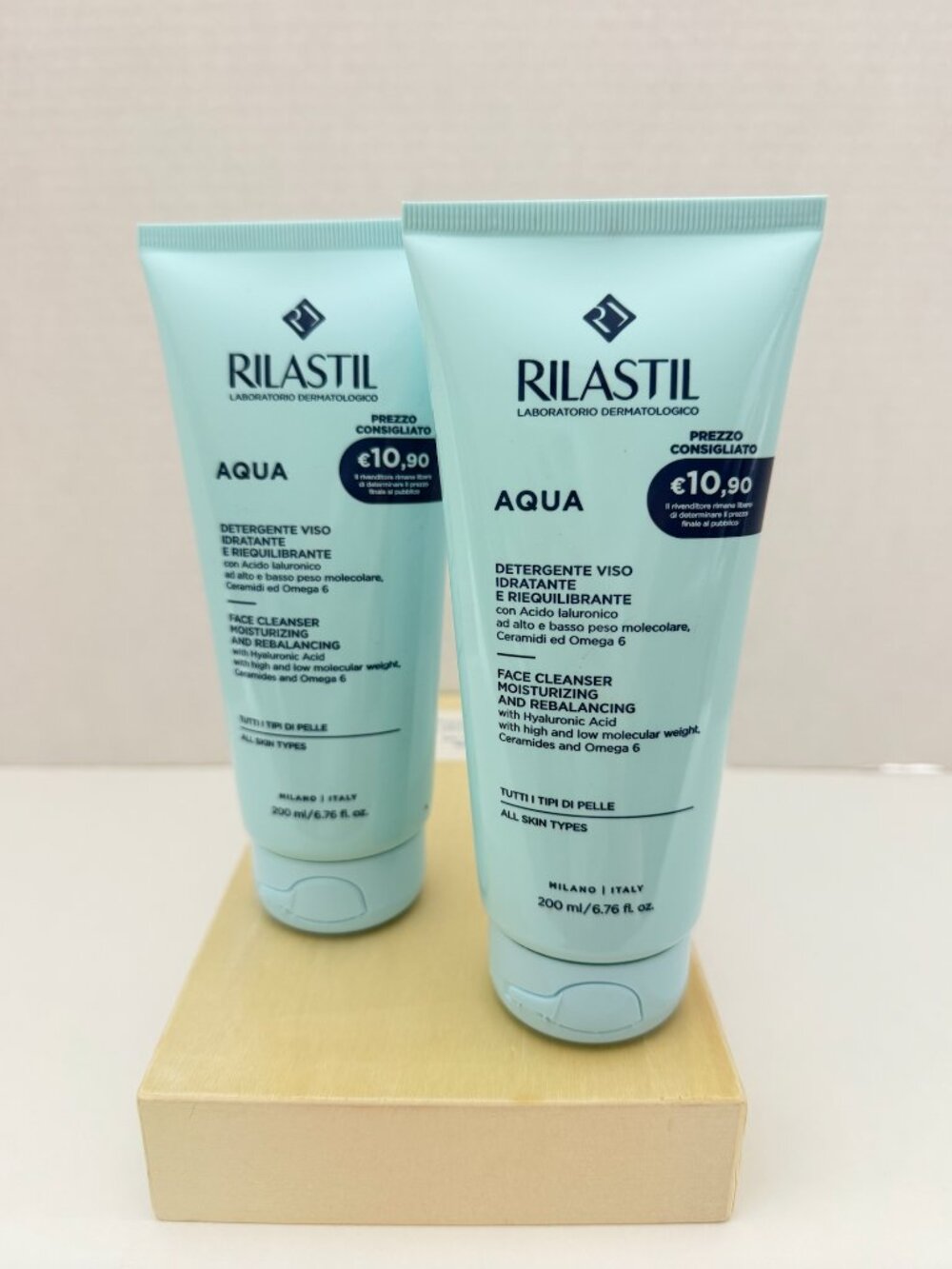 Two Pack of Rilastil Aqua Face Cleanser 200ml 6.7oz Italian Face Wash